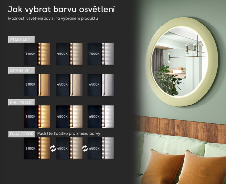 LED zrcadlo z MDF v kulatém, lakovaném rámu L306 #5