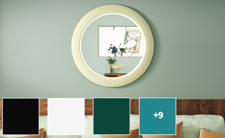 LED zrcadlo z MDF v kulatém, lakovaném rámu L306