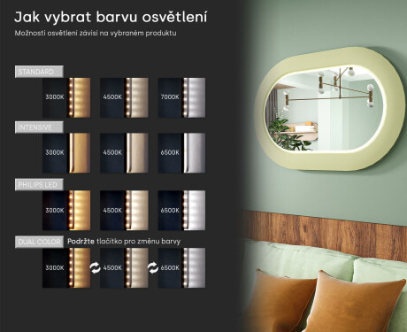 Moderní LED zrcadlo ve tvaru stadionu s rámem z MDF L307 #5