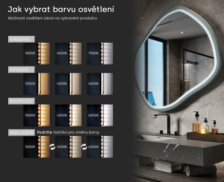 Kosočtvercové LED zrcadlo v lakovaném MDF rámu L309 #5