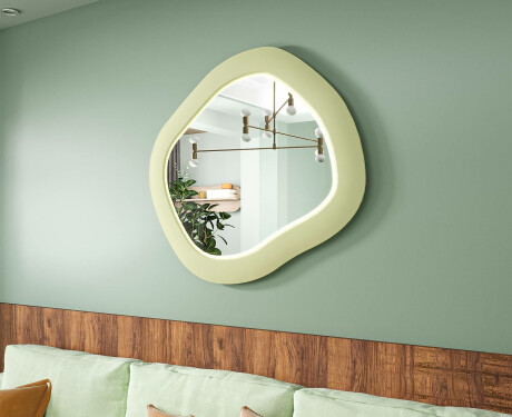 Designové LED zrcadlo z MDF v geometrickém tvaru L309