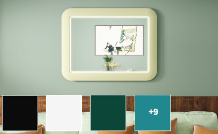 Zaoblené LED zrcadlo v lesklém MDF rámu L305