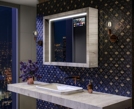 LED koupelnové zrcadlo s rámem WoodenFrame v barvě Oslo dub