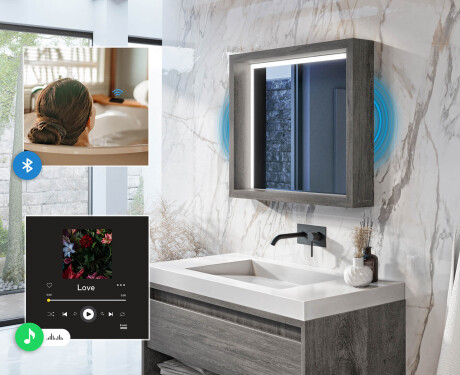 LED koupelnové zrcadlo s rámem WoodenFrame v barvě Oslo dub #5