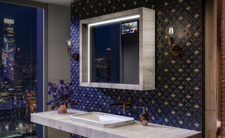 LED koupelnové zrcadlo s rámem WoodenFrame v barvě Oslo dub