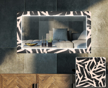 Dekorativní zrcadlo s LED osvětlením do obývacího pokoje - Lines #1