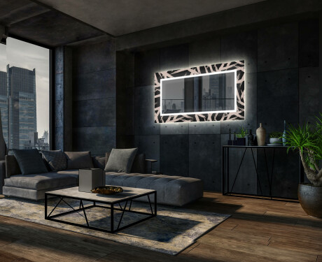 Dekorativní zrcadlo s LED osvětlením do obývacího pokoje - Lines #12