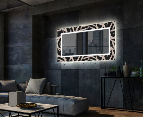 Dekorativní zrcadlo s LED osvětlením do obývacího pokoje - Lines #2