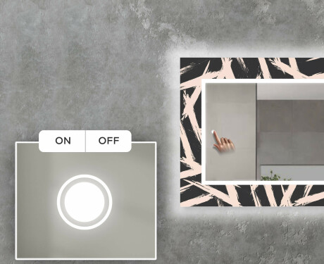 Dekorativní zrcadlo s LED osvětlením do obývacího pokoje - Lines #4