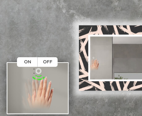 Dekorativní zrcadlo s LED osvětlením do obývacího pokoje - Lines #5