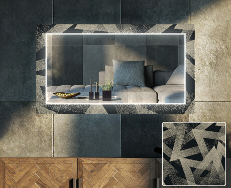 Dekorativní zrcadlo s LED osvětlením do obývacího pokoje - Dotted Triangles #1