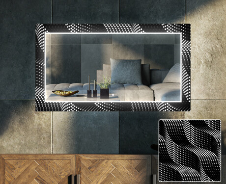 Dekorativní zrcadlo s LED osvětlením do obývacího pokoje - Dark Wave
