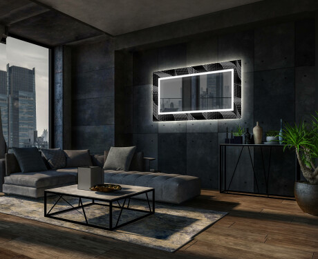 Dekorativní zrcadlo s LED osvětlením do obývacího pokoje - Dark Wave #12