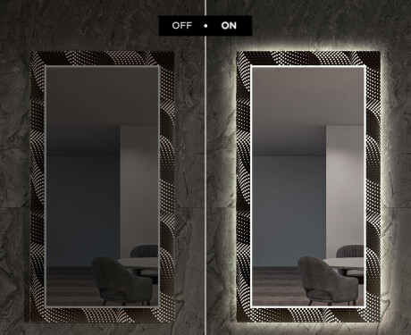 Dekorativní zrcadlo s LED osvětlením do obývacího pokoje - Dark Wave #7