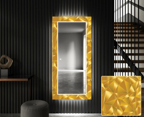 Dekorativní zrcadlo s LED osvětlením do předsíně - Gold Triangles