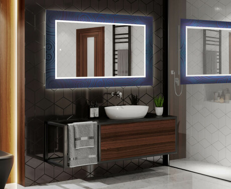 Podsvícené dekorativní zrcadlo do koupelny - Blue Drawing #2