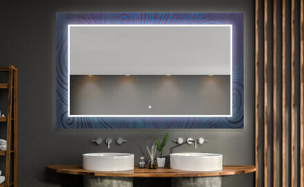 Podsvícené dekorativní zrcadlo do koupelny - Blue Drawing