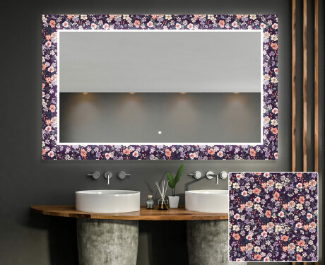Podsvícené dekorativní zrcadlo do koupelny - Elegant Flowers #1