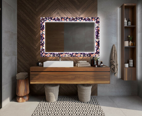 Podsvícené dekorativní zrcadlo do koupelny - Elegant Flowers #12