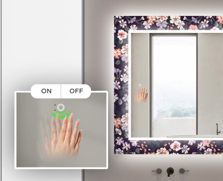 Podsvícené dekorativní zrcadlo do koupelny - Elegant Flowers #5