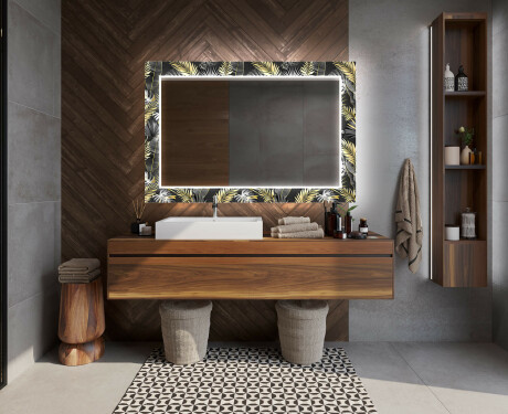 Podsvícené dekorativní zrcadlo do koupelny - Goldy Palm #12