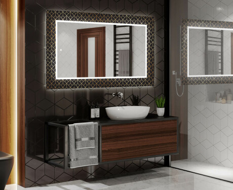 Podsvícené dekorativní zrcadlo do koupelny - Goldy Palm #2