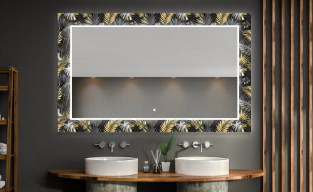 Podsvícené dekorativní zrcadlo do koupelny - Goldy Palm