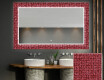 Podsvícené dekorativní zrcadlo do koupelny - Red Mosaic