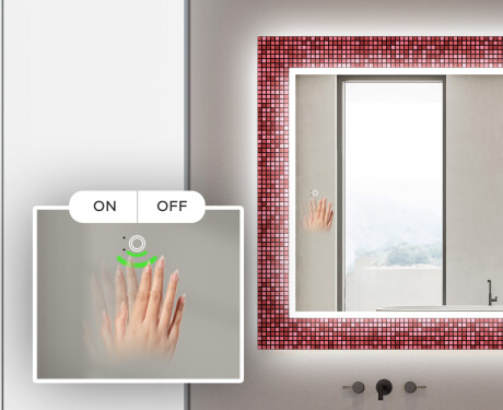Podsvícené dekorativní zrcadlo do koupelny - Red Mosaic #5