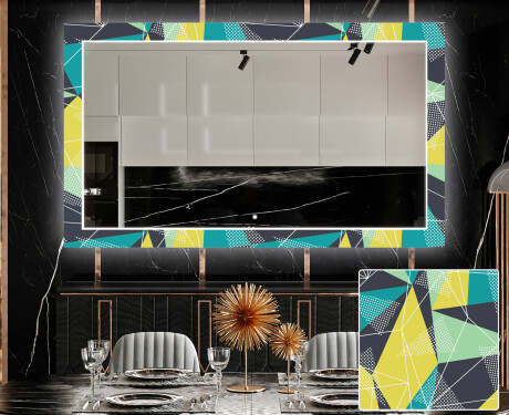 Dekorativní zrcadlo s LED osvětlením do jídelny - Abstract Geometric
