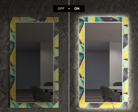 Dekorativní zrcadlo s LED osvětlením do jídelny - Abstract Geometric #7