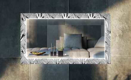 Dekorativní zrcadlo s LED osvětlením do obývacího pokoje - Black and white jungle