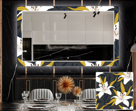 Dekorativní zrcadlo s LED osvětlením do jídelny - Bells Flowers #1