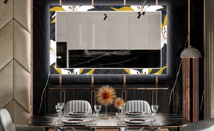 Dekorativní zrcadlo s LED osvětlením do jídelny - Bells Flowers