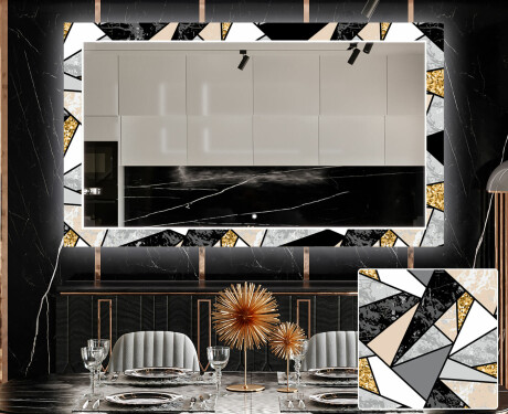 Dekorativní zrcadlo s LED osvětlením do jídelny - Marble Pattern