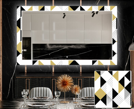 Dekorativní zrcadlo s LED osvětlením do jídelny - Geometric Patterns