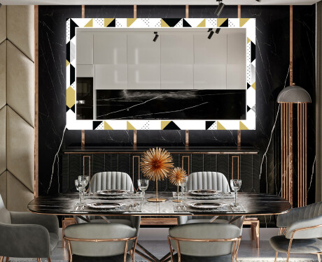 Dekorativní zrcadlo s LED osvětlením do jídelny - Geometric Patterns #12