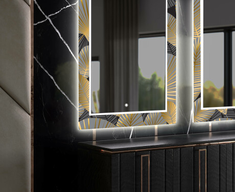 Dekorativní zrcadlo s LED osvětlením do jídelny - Golden Leaves #11