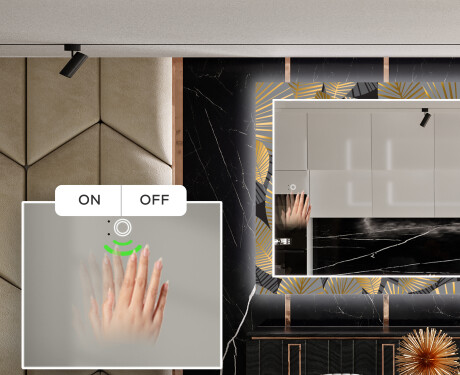 Dekorativní zrcadlo s LED osvětlením do jídelny - Golden Leaves #5