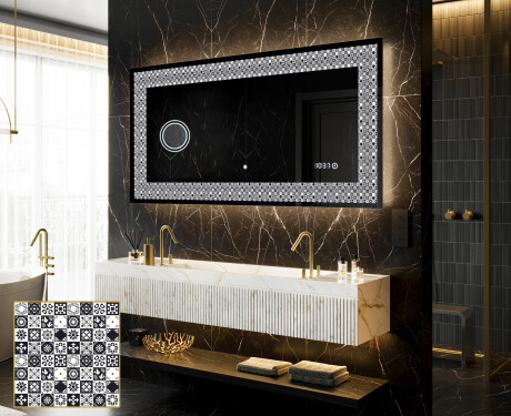 Podsvícené dekorativní zrcadlo - Geometric Symphony