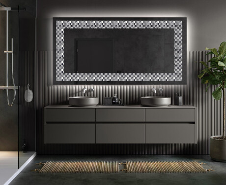 Podsvícené dekorativní zrcadlo - Geometric Symphony #5