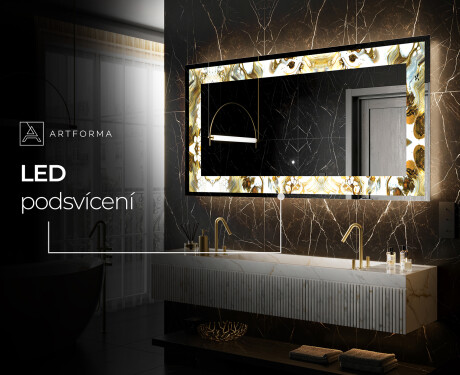 Podsvícené dekorativní zrcadlo - Golden Streaks #9