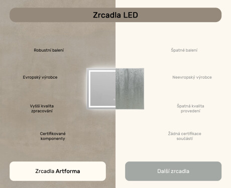 Koupelnové zrcadlo 70x50cm s LED podsvícením s Dual color, Vypínač dotykový, Topná rohož - L49 #7