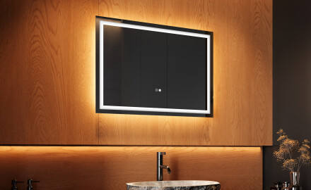 Koupelnové zrcadlo 70x50cm s LED podsvícením s Dual color, Vypínač dotykový, Topná rohož - L49