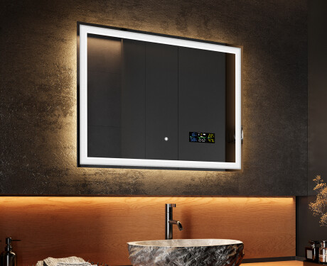 Koupelnové zrcadlo s LED podsvícením 80x60cm s Dual color, Vypínač dotykový, Stanice - L01 #2