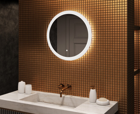 kulaté zrcadlo do koupelny s osvětlením LED 60cm s Dual color, Vypínač dotykový
