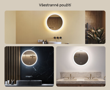 kulaté zrcadlo do koupelny s osvětlením LED 60cm s Dual color, Vypínač dotykový #2