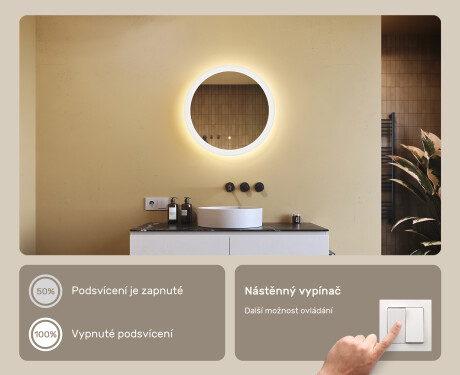 kulaté zrcadlo do koupelny s osvětlením LED 60cm s Dual color, Vypínač dotykový #4
