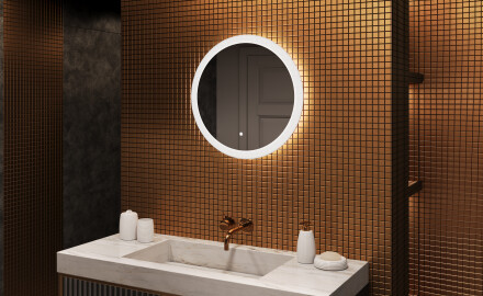 kulaté zrcadlo do koupelny s osvětlením LED 60cm s Dual color, Vypínač dotykový