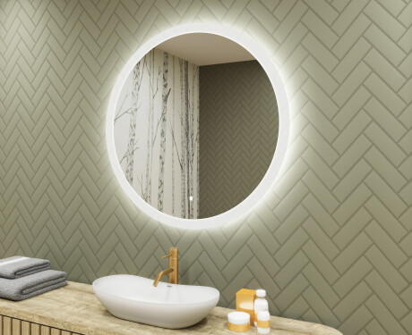 kulaté zrcadlo do koupelny s osvětlením LED 80cm s Dual color, Vypínač dotykový